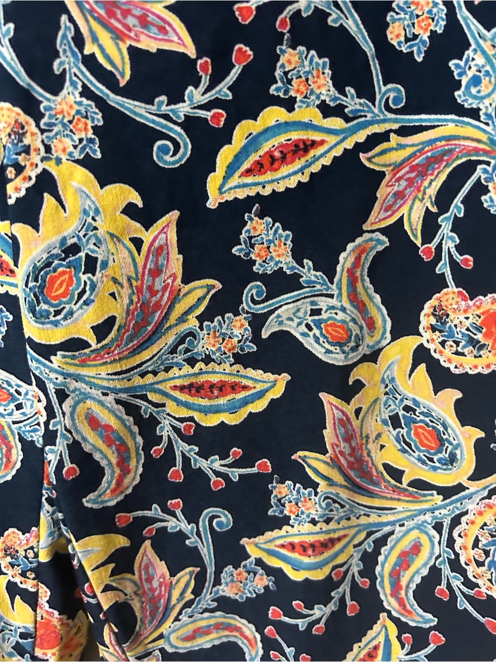 New Direction Petite 10 P Black Multicolor Paisley Print Pull-On Paints - Picture 2 of 3
